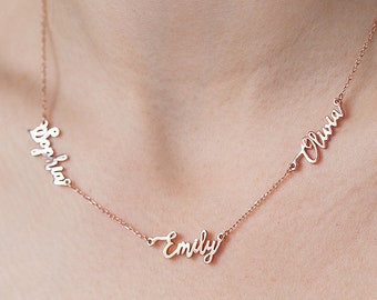 Aangepaste naamketting - familienaamketting - sierlijke naamketting - gepersonaliseerd cadeau - perfect cadeau voor haar - minimalistische naamketting B8