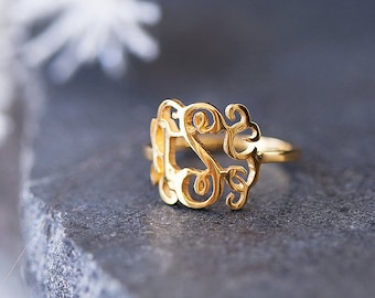Personalized Monogram Ring -Custom Initials Ring -Custom Monogram Ring -Initials Ring -Monogrammed Ring - Bridesmaid Gift