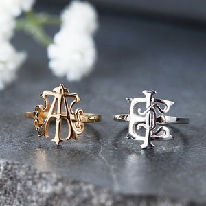 Personalized Monogram Initial Ring - Two Initial Name Ring - Personalized Initial Ring in Silver, Yellow Gold and Rose - Wedding Ring