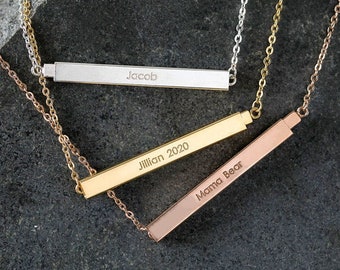 Personalize Double Bar Necklace - Name Bar Jewelry - Personalized Jewelry - Bridesmaid Gift- Gift for her - Wedding Gift - Anniversary Gift