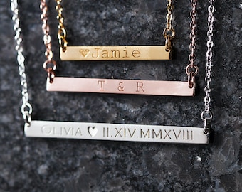 Personalize Bar Necklaces - Dainty Bar Necklace - Name Bar Necklace - Personalize Jewelry - Christmas Gift - STOCKING STUFFER - C4