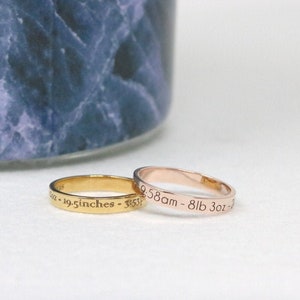 Personalize Birth Stats Ring - New Mom Ring - Birth Stats - Ultimate Gift - Dainty Name Ring  - New Child Gift - MOTHER'S DAY GIFTS - C2