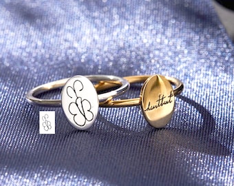 Engraved Handwriting Ring - Custom Handwriting Ring - Personalized Christmas Gift - Handwritten Jewelry - Kid Drawing Ring