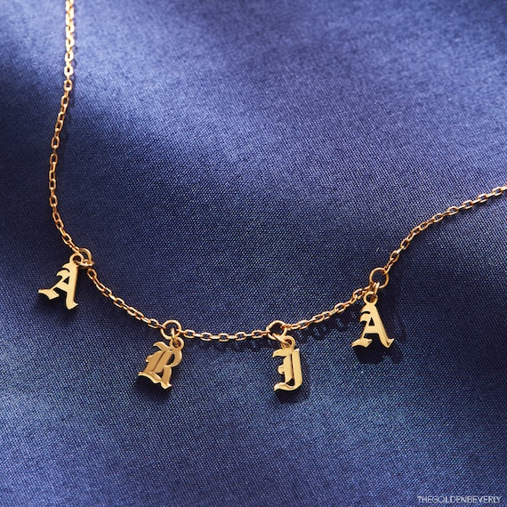 Space Letter Necklace Name Initial Necklace Personalized Initials