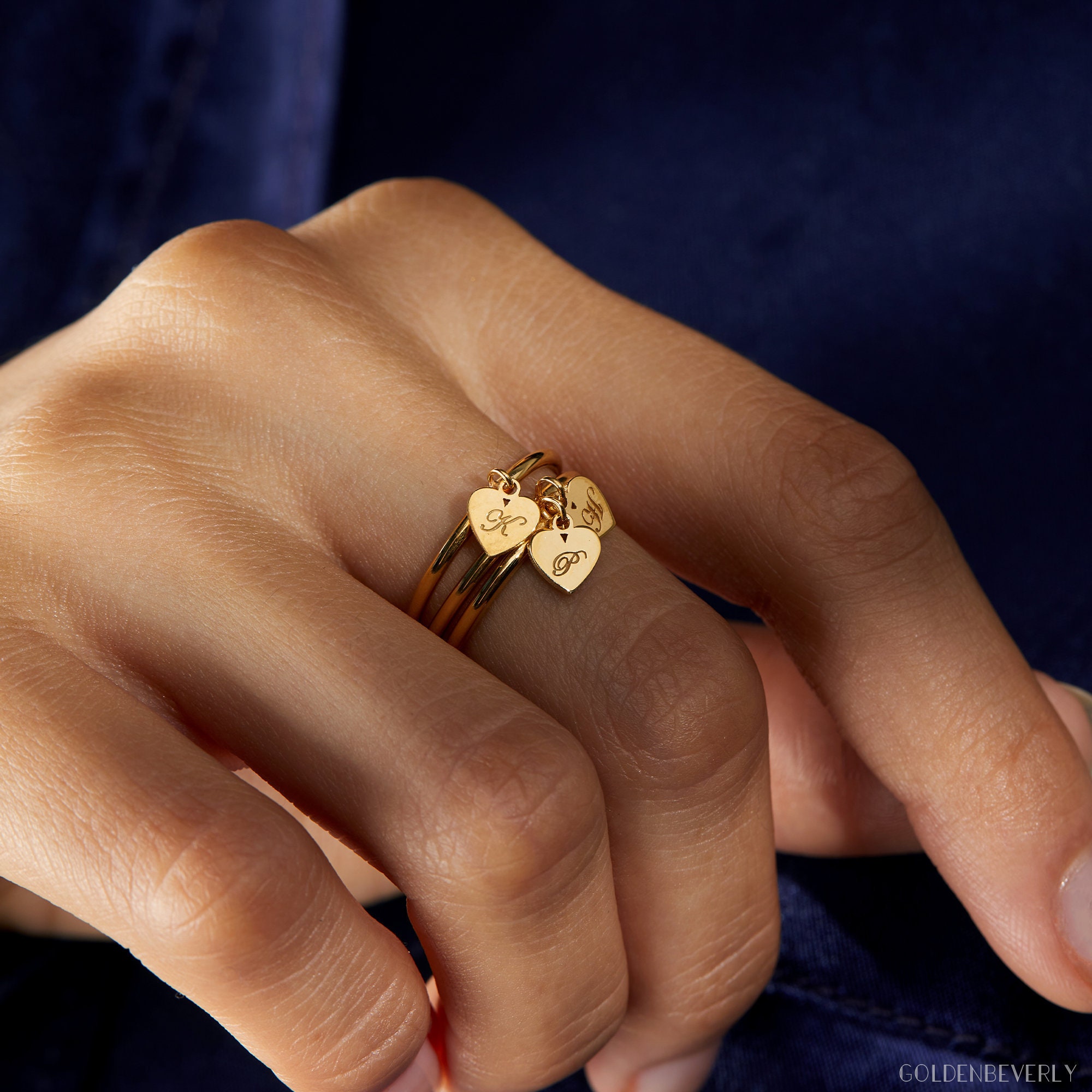 S Initial Gold Letter Ring – www.pipabella.com