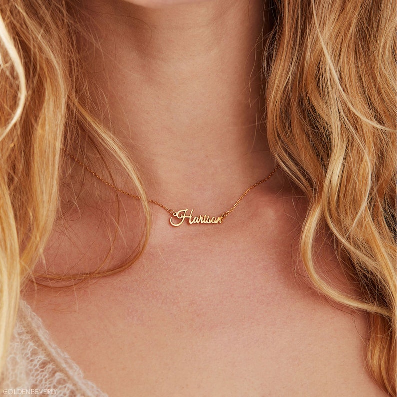 Duo Name Necklace Two Name Necklace Minimal Name Necklace in Gold Plated Christmas Stocking Stuffers Gift Your Name Jewelry E4 image 6