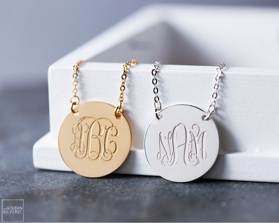 Personalized Monogram Necklace - Disk Necklace