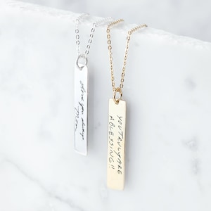 Handwriting Bar Necklace - Handwritting Necklace - Signature Bar Necklace - Personalized Bar Necklace - Christmas Gift - Mother&#39;s Day Gifts