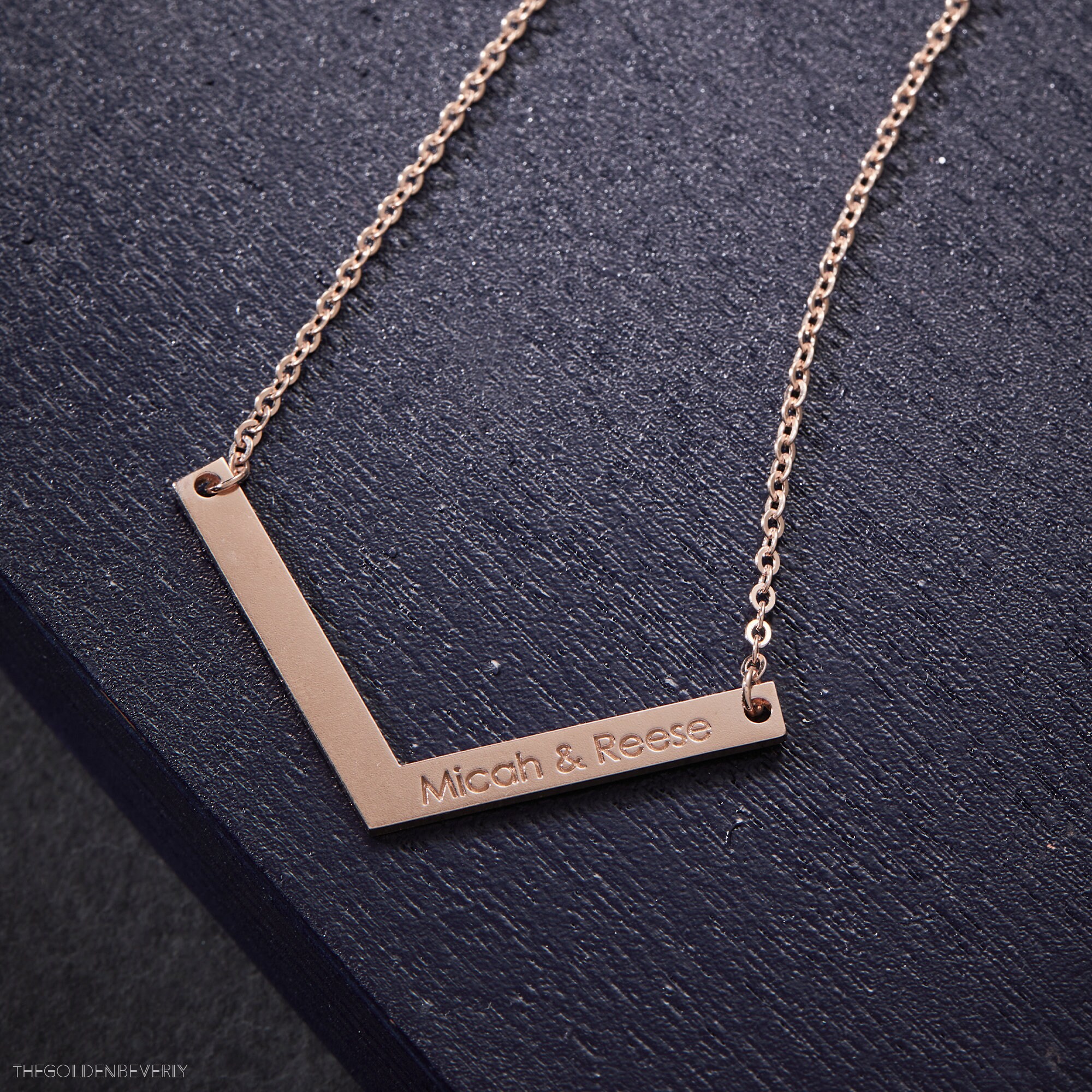 Personalize Chevron Necklace - Engraved V Bar Necklace - V Shape Necklace - Gold Chevron Necklace - Bohemian Necklace - Two Bars Necklace C1