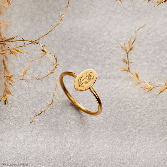 Etsy birth flower ring deals