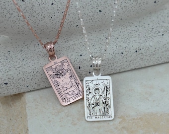 Tarot Necklace - Spiritual Jewelry - Best Friend Gift - Engrave Pendant Necklace in Box Chain  - Dainty Witchy Necklace - Christmas Gift