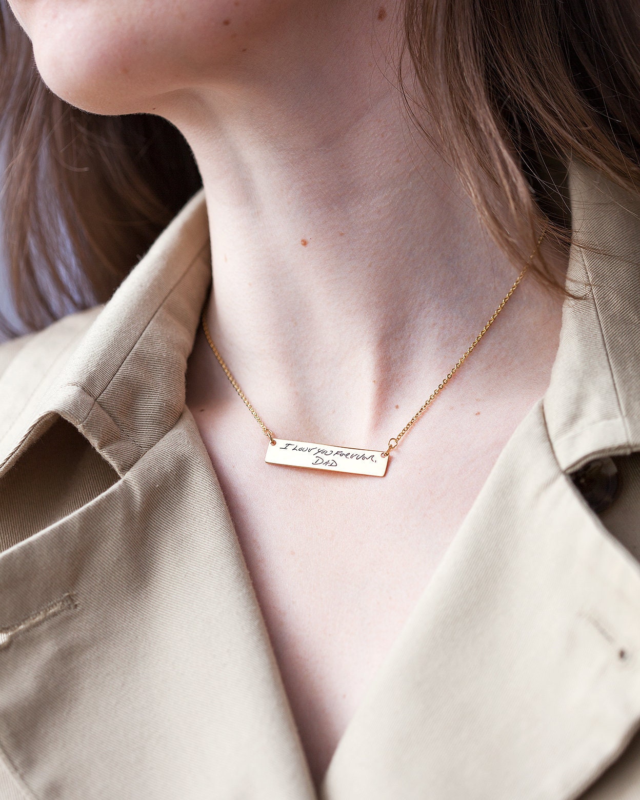 Handwriting Necklace in Silver Gold and 