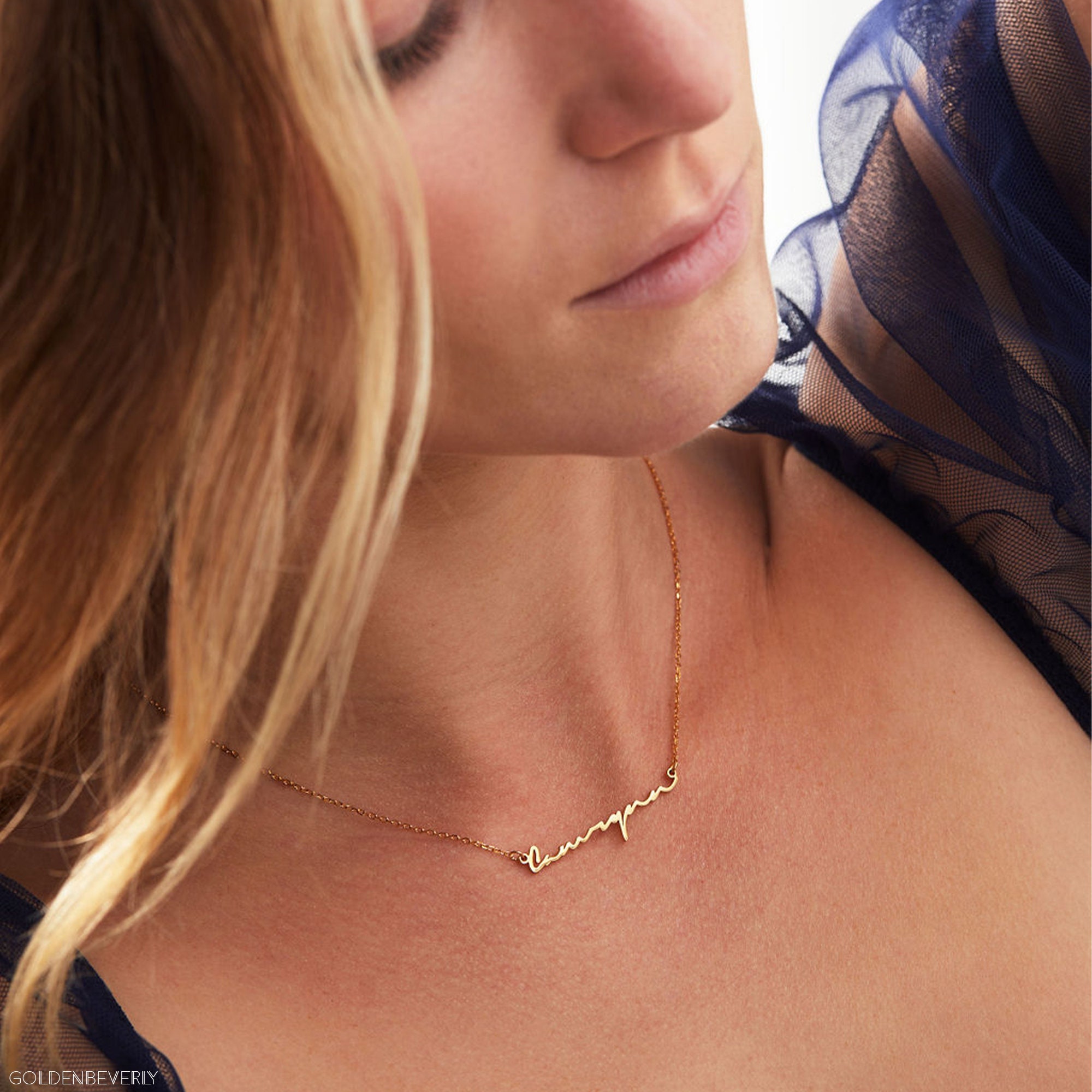 Old English Name Necklace Dainty Name 