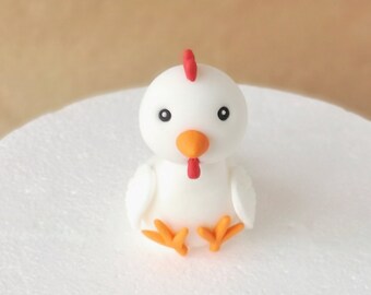 Fondant chicken cake topper for a farm birthday party, farm themed cake decorations for baby shower cake, chicken topper, chick cake topper