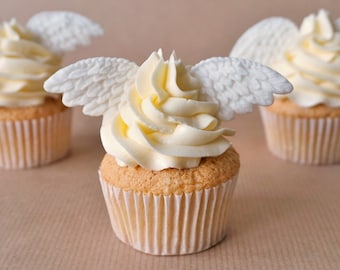 24 fondant wing cupcake toppers, angel cupcakes, angel topper, angel wings topper, baptism topper, baptism party, gold topper, gold wings