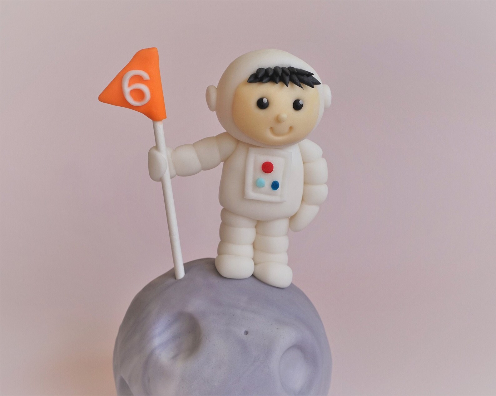 Fondant Astronaut on a Moon Cake Topper for Space Birthday Etsy