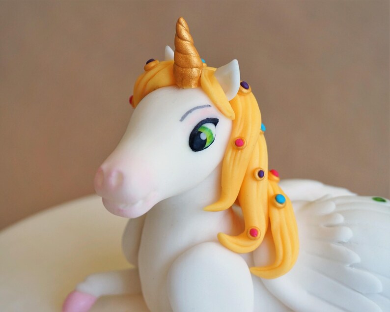 Fondant unicorn cake topper fondant horse Pegasus topper Etsy