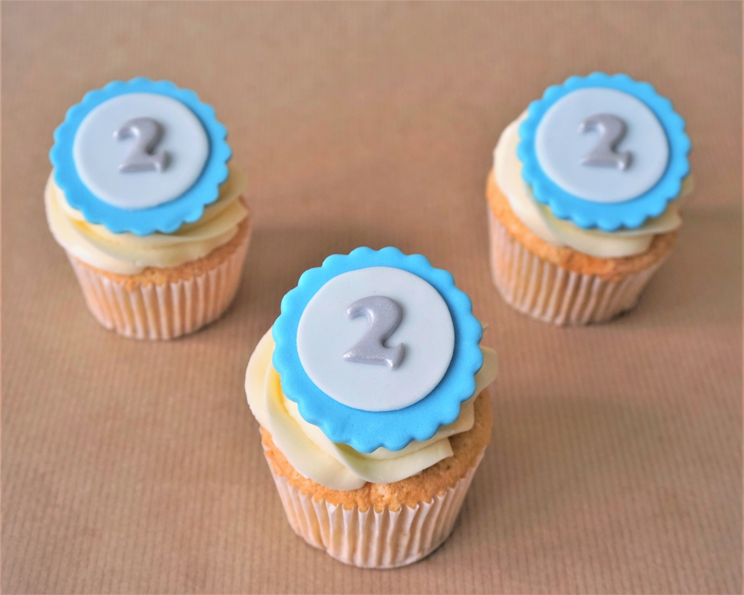 12 fondant number cupcake toppers number two second birthday Etsy
