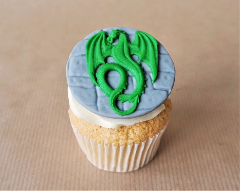 12 Fondant Dragon Cupcake Toppers Dragon Birthday Party Etsy