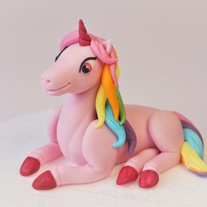 Fondant rainbow unicorn cake topper, unicorn first birthday party idea, fondant horse, rainbow birthday theme, unicorn baby shower topper