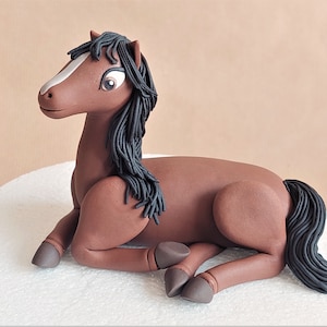 Fondant horse cake topper for horse birthday party, fondant farm animal figurine, farm baby shower, animal first birthday party decorations