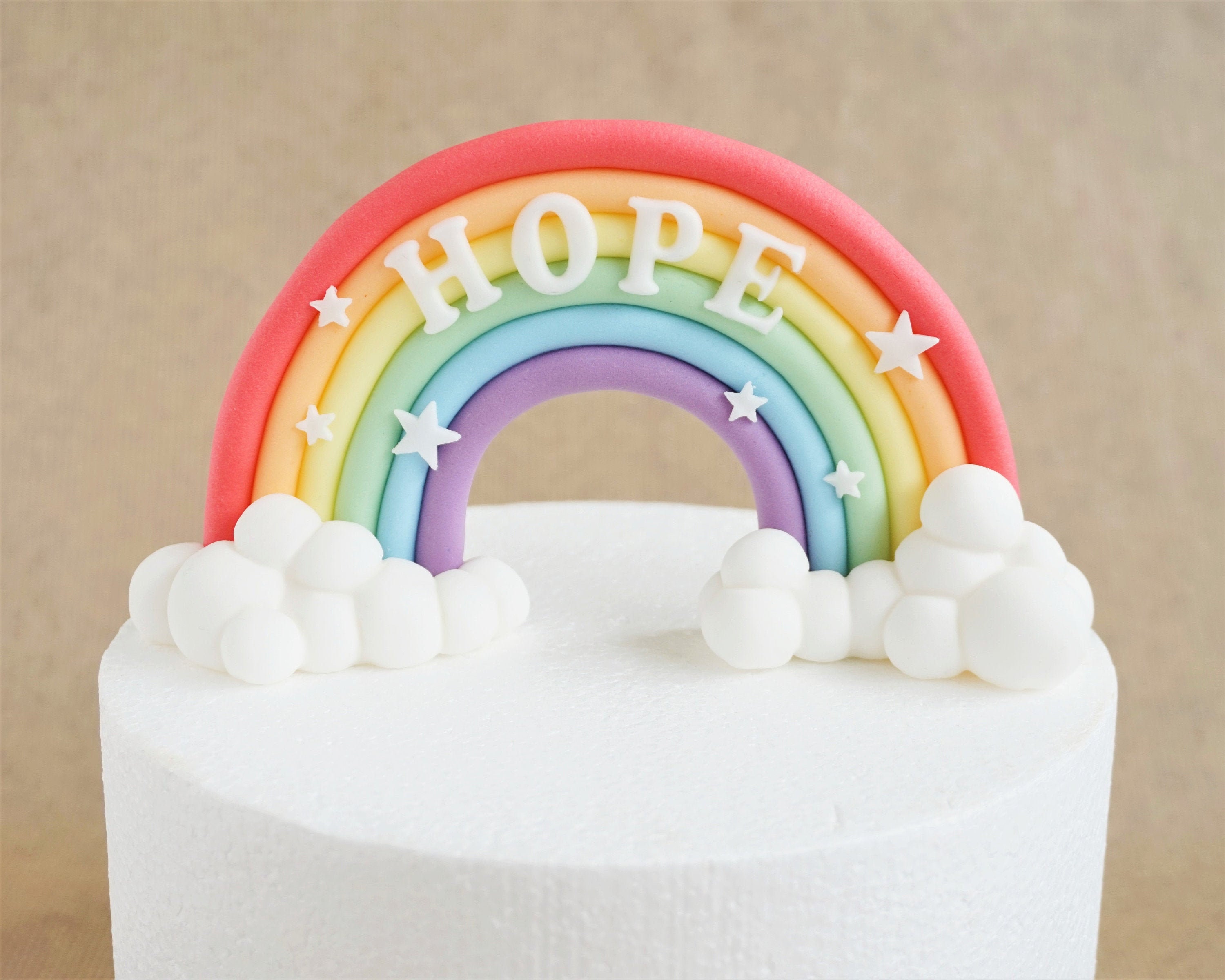 Fondant Rainbow Cake Topper Fondant Name Rainbow With Name Etsy New