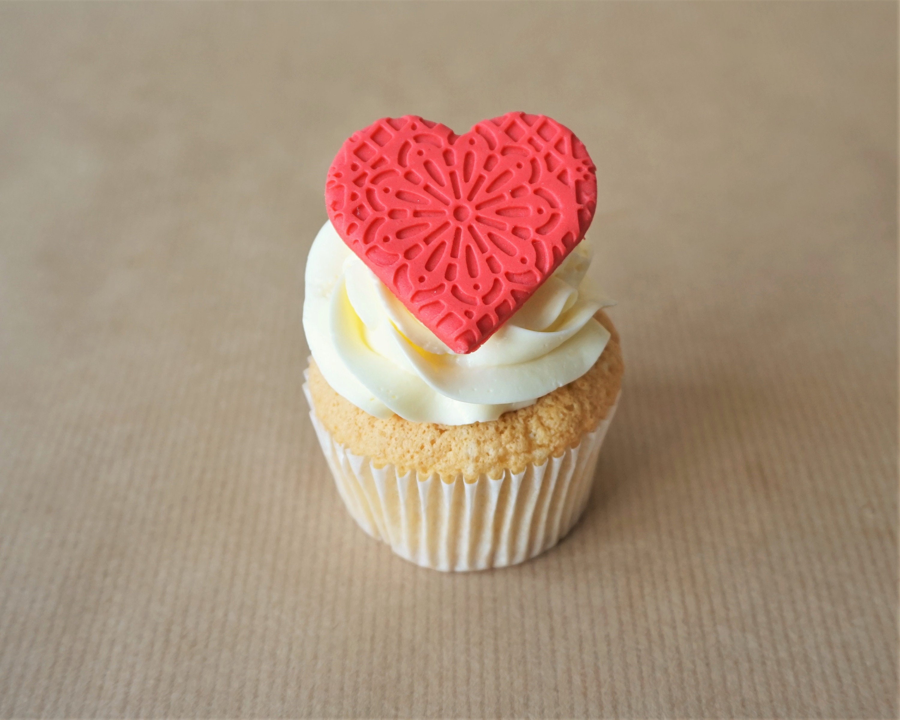 12 Pink Heart Cupcake Toppers Valentine's Day Party Cupcake Toppers Heart Themed Cupcake Toppers
