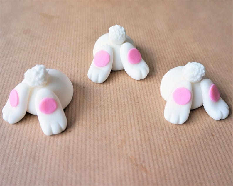 12 fondant bunny butt cupcake toppers for Easter bunny Etsy
