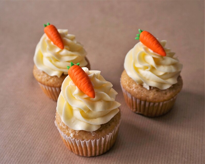 12 Fondant Carrot Cupcake Toppers for Vegetable Cupcakes Etsy
