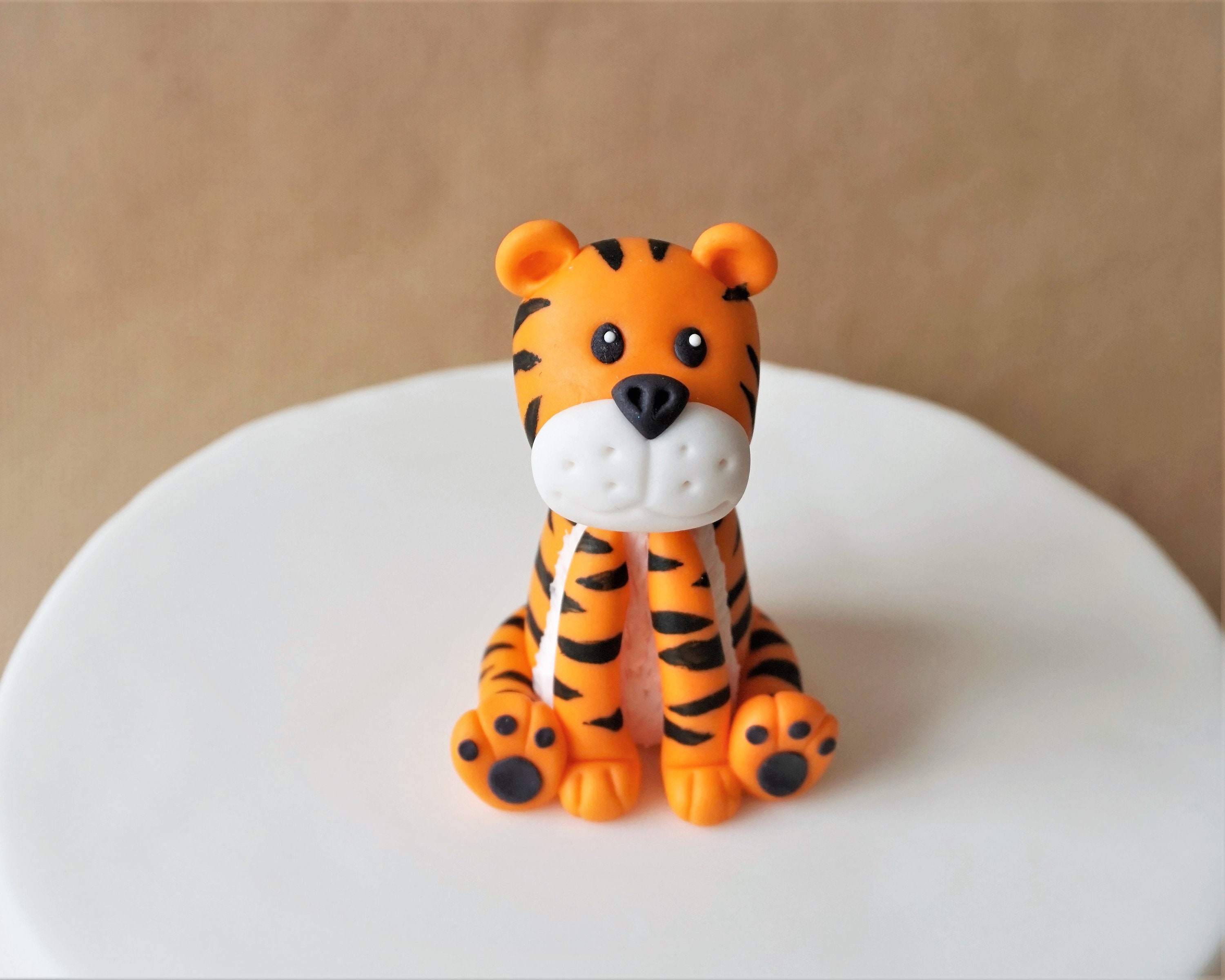 Fondant tiger cake topper for tiger birthday party safari Etsy