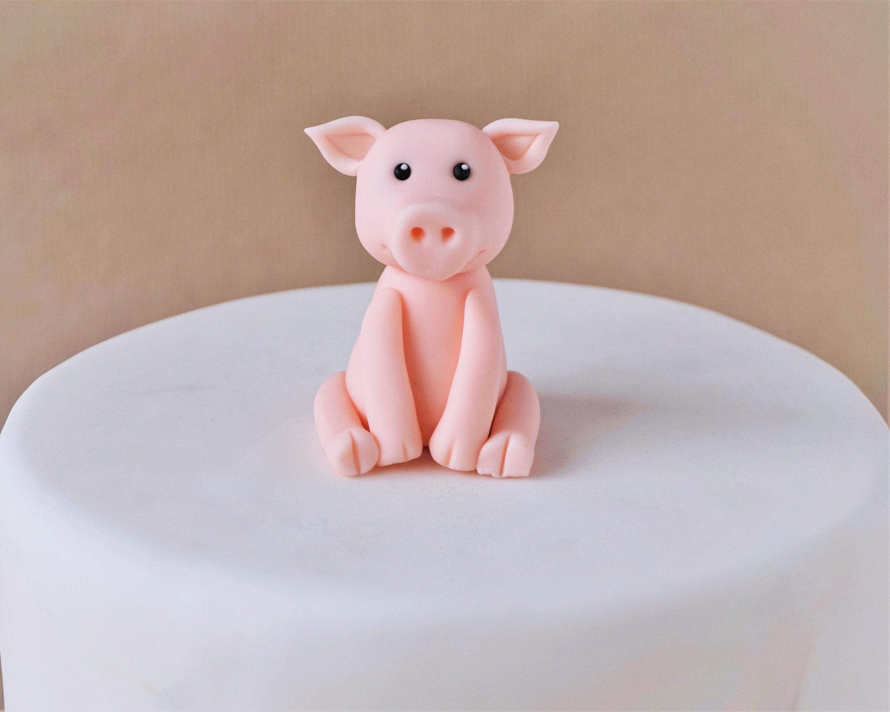 Topper de gâteau de cochon fondant pour fête danniversaire sur le thème de  la ferme, décoration danimaux de ferme fondant pour la fête de baby shower,  anniversaire de grange, figurine de cochon 