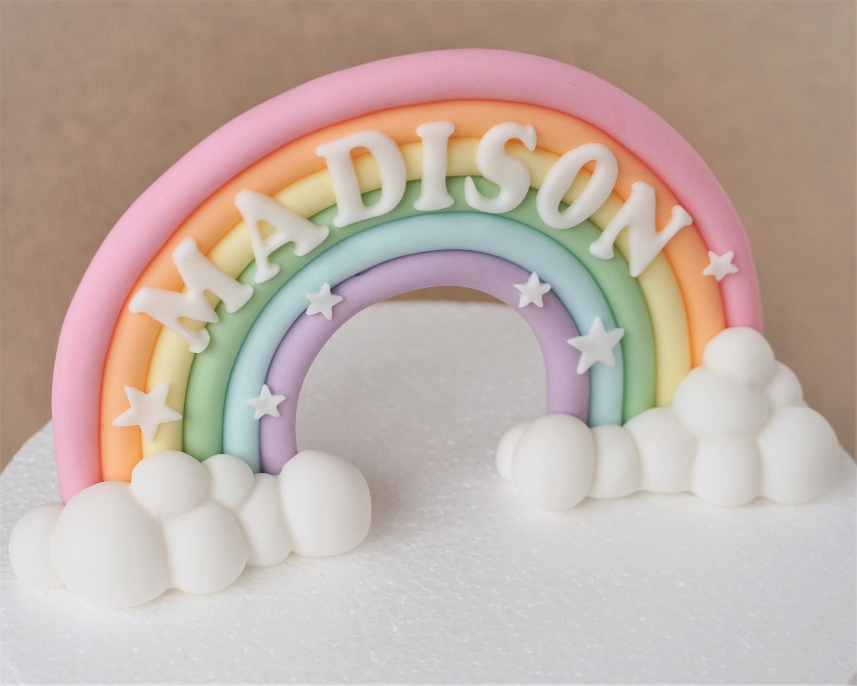 Pastel Pink Fondant Rainbow Cake Topper Pink Rainbow With Etsy