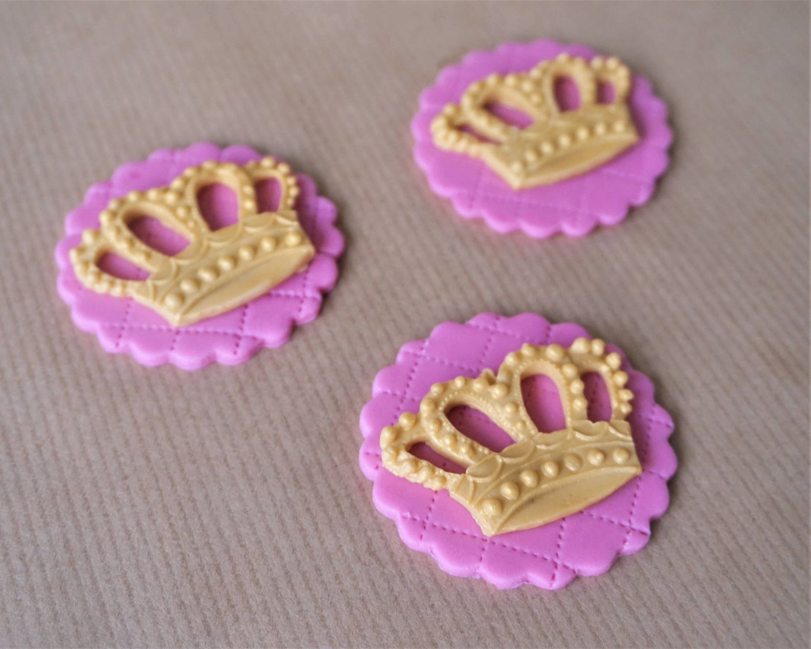 12 Fondant Crown Cupcake Toppers Gold Princess Crown Topper Etsy