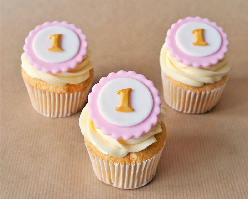 12 Fondant Number Cupcake Toppers First Birthday Topper Etsy