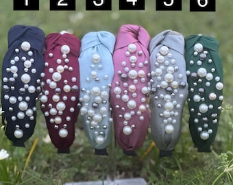 Spring headband, pearl headband, embellished headband, knot headband, pearl knot headband, summer wedding headband, knotted headband, pearls