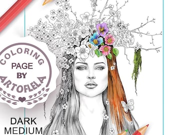 Página para colorear para descargar, Páginas para colorear para adultos imprimibles, Ilustración en escala de grises