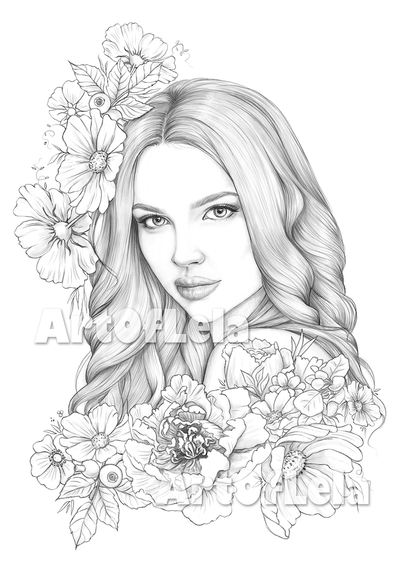 Coloring Page To Download Printable Adult Coloring Pages Grayscale Illustration Etsy