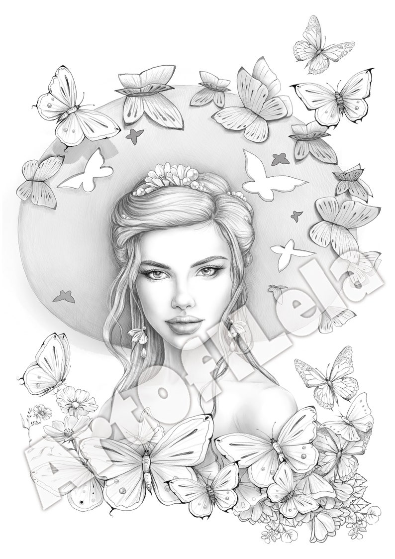 Coloring Page to Download, Printable Adult Coloring Pages, Grayscale