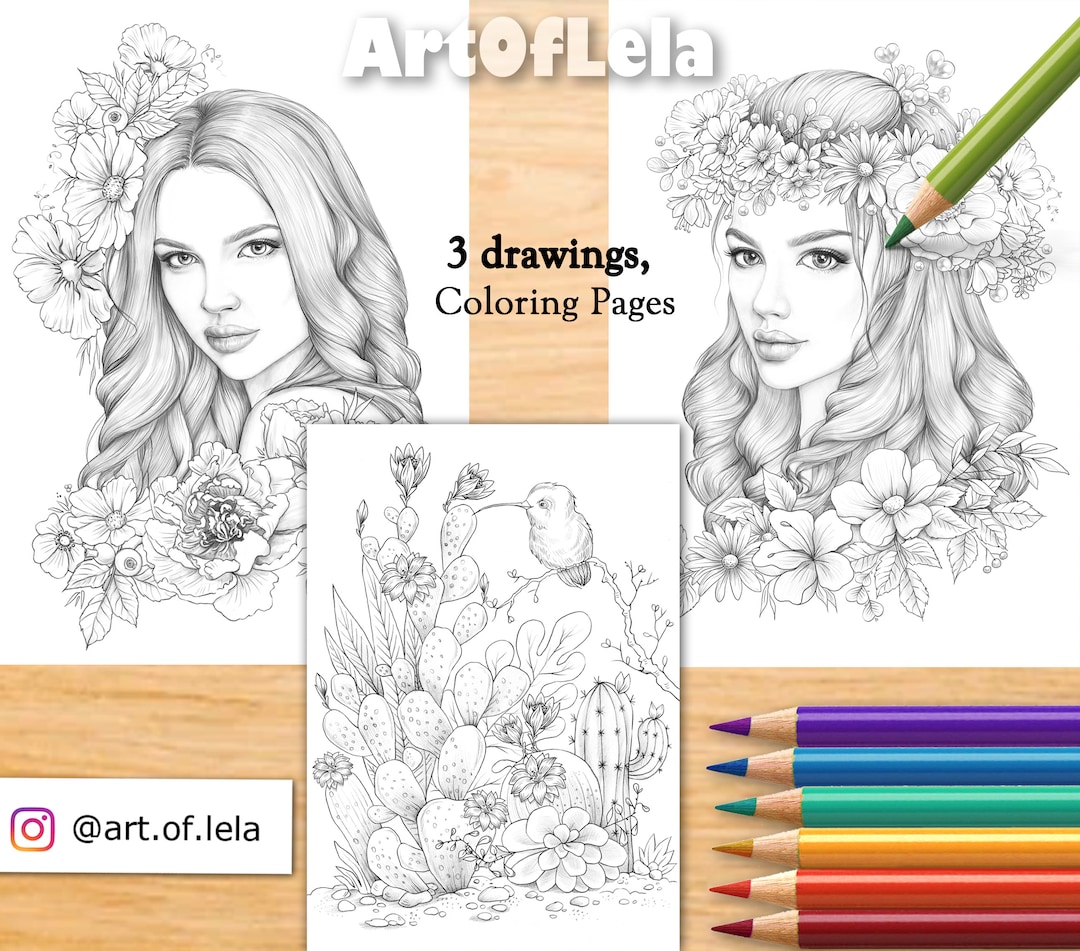 Coloring Page to Download, Printable Adult Coloring Page, Grayscale ...