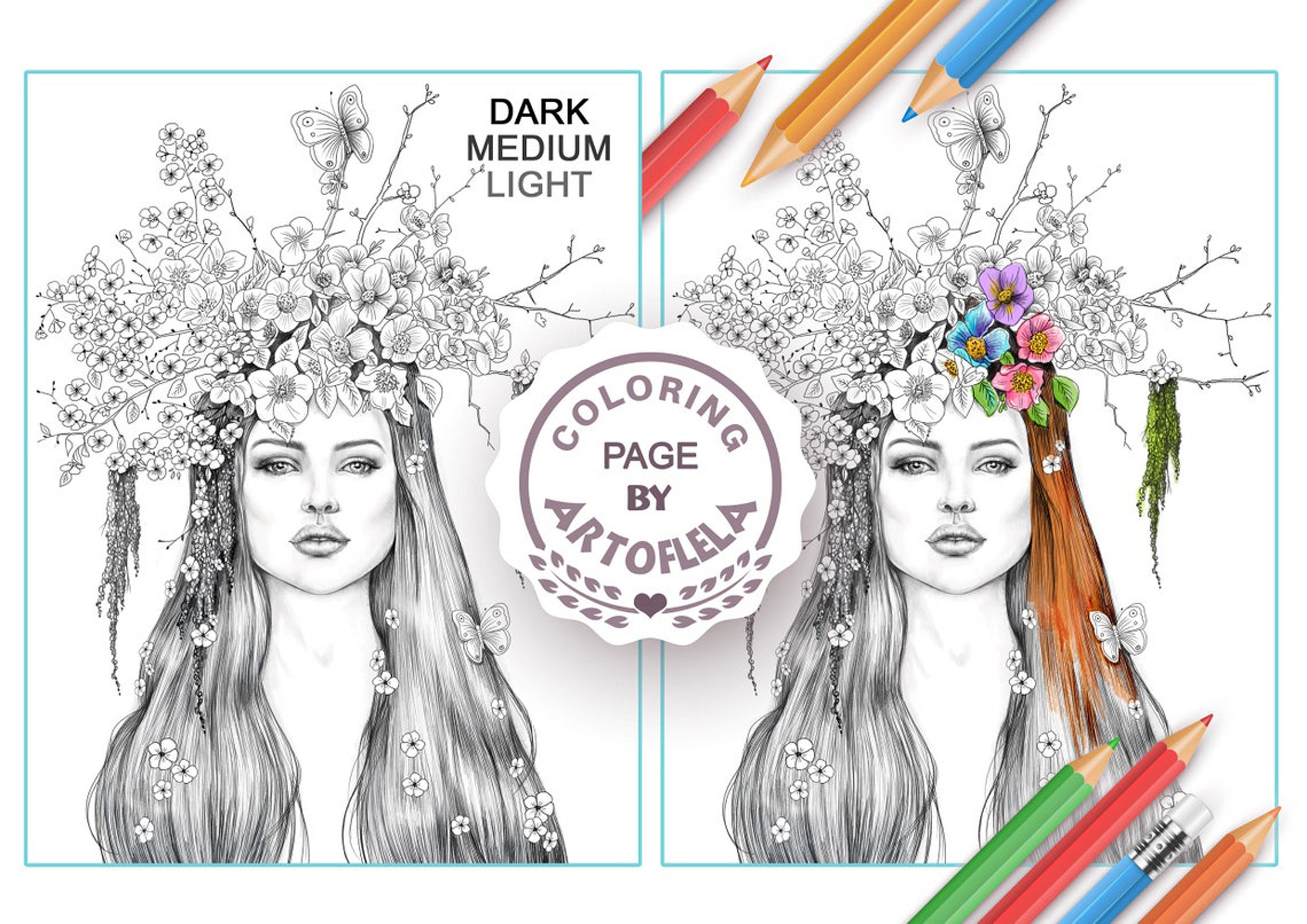 Coloring Page to Download, Printable Adult Coloring Pages, Grayscale ...