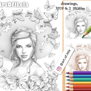 Coloring Page to Download, Printable Adult Coloring Pages, Grayscale Illustration