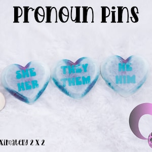 Pronoun Heart Glitter Resin Pins