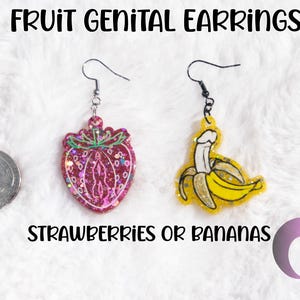 Funny Fruit Genital Glittery Earrings