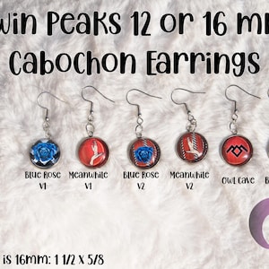 Twin Peak 12 mm or 16 mm Sublimation Cabochon Earrings
