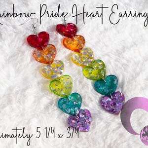 Pride Rainbow Glitter Hearts Earrings