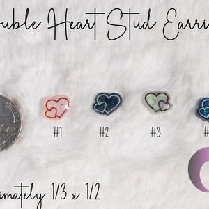 Puces d&#39;oreilles double coeur en résine scintillante