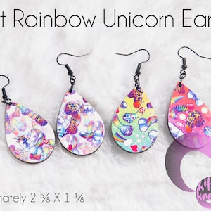 Adult Rainbow Unicorn Sublimation Earrings