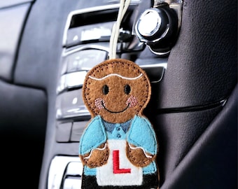 Learner driver gingerbread man/lady hanging decoration, gift, birthday, retirement, congratulations, well done