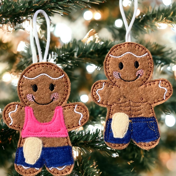 Stoma bag wearing gingerbread man/woman hanging decoration, gift, tree decoration, Christmas, birthday, retirement