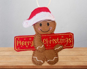 Merry Christmas gingerbread person hanging decoration